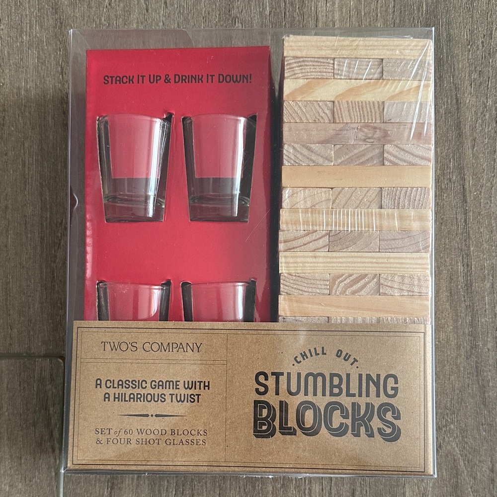 Two's Company Stumbling Blocks Game Set with Red and Brown Accents